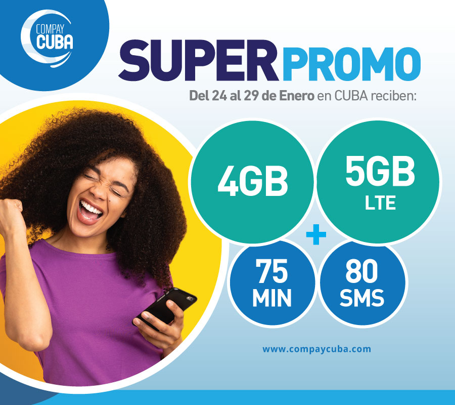 Recarga con Super Promo de Datos, recarga a Cuba con CompayCuba